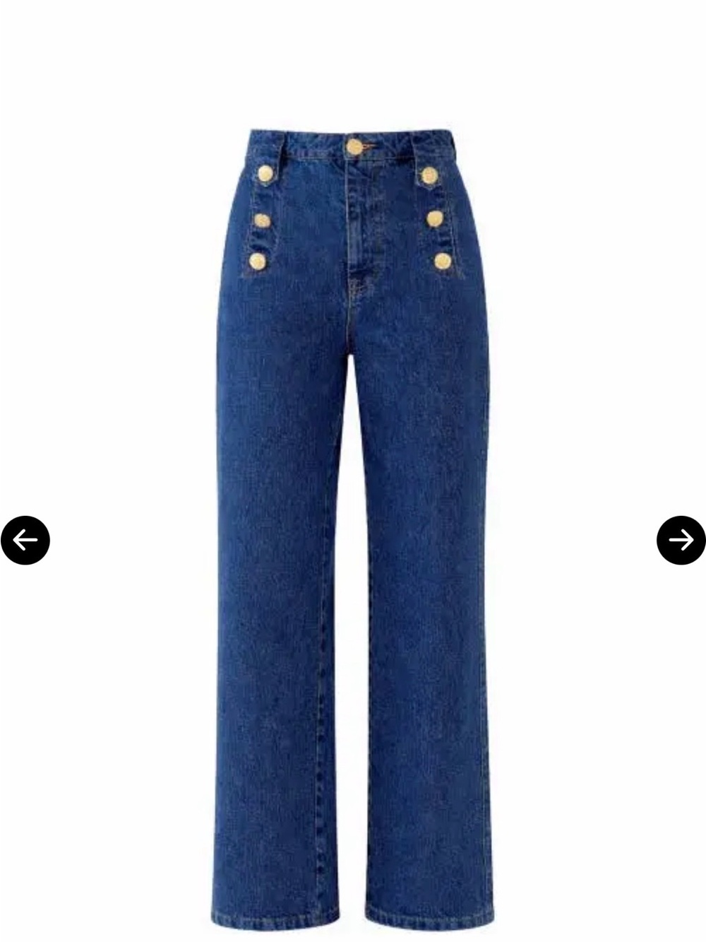 High-Waist Wide Leg Jean with Gold Buttons - Blue